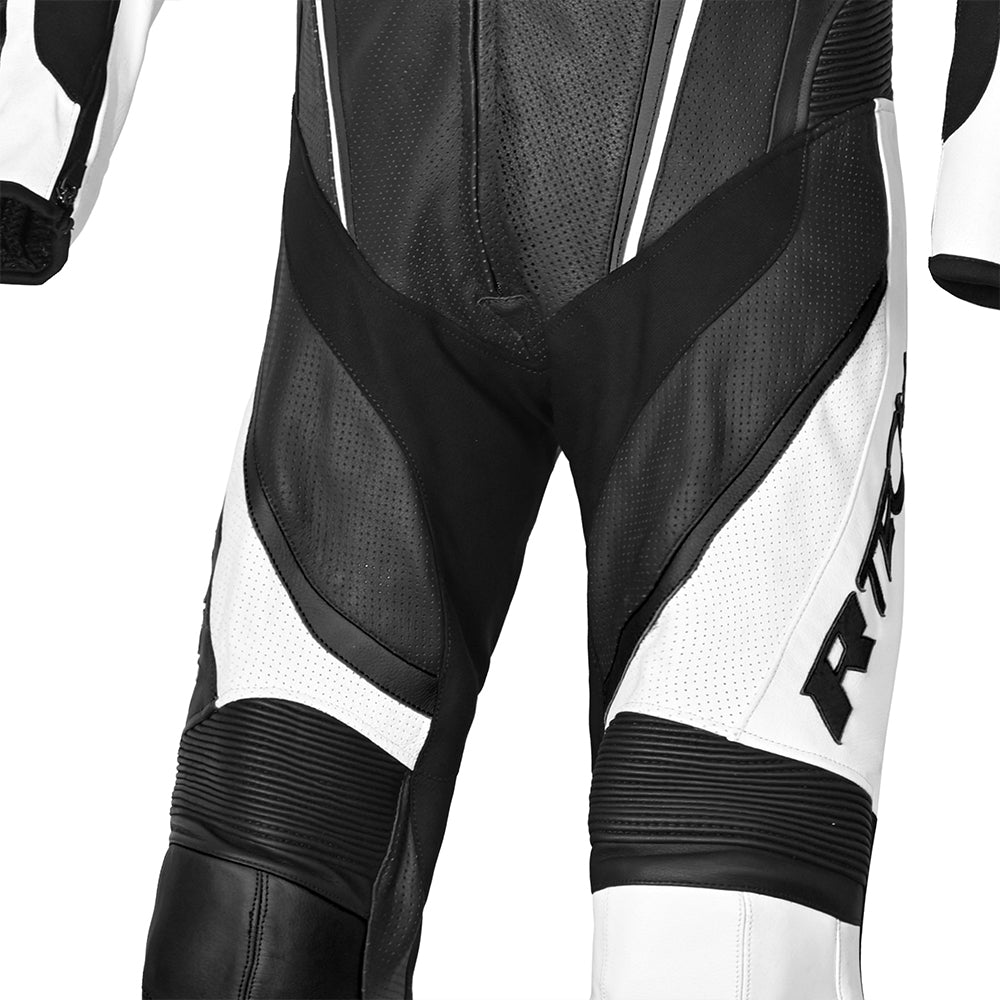 R Tech Hawk 1PC Motorcycle Racing Leather Suit Black White