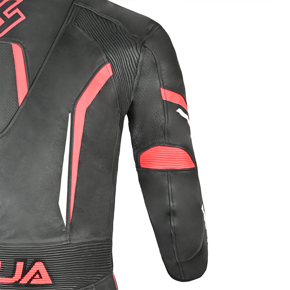 SHUA Infinity - 1 PC Motorcycle Racing Leather Suit - Black Red