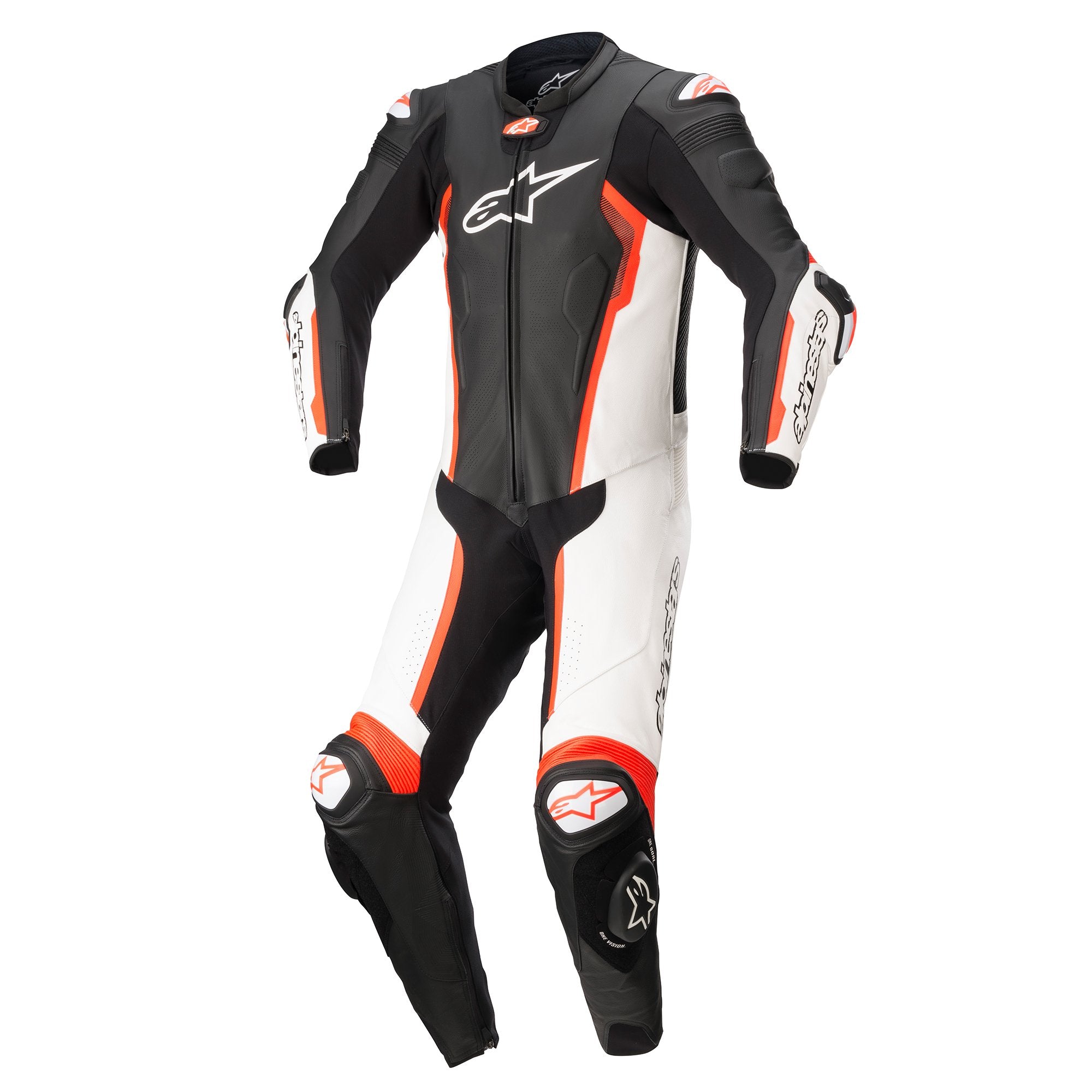 Alpinestars Missile V2 Leather Suit 1 Pc B/W Red Fluo images