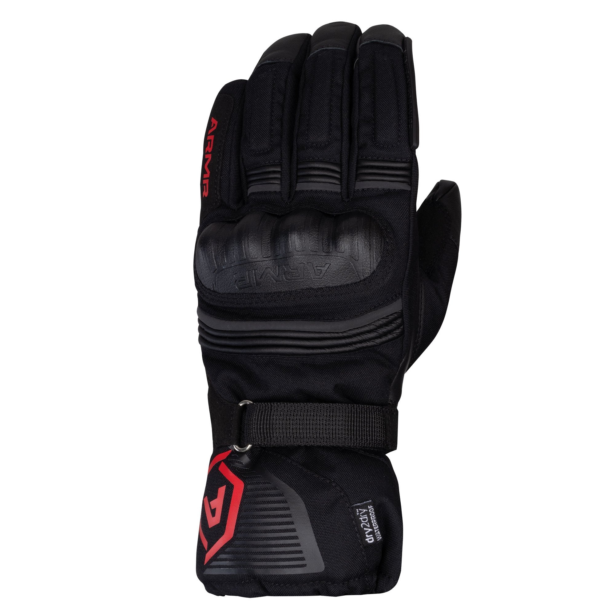 ARMR Kumaji 3.0 WP Men's Motorbike Glove Black/Red back pic