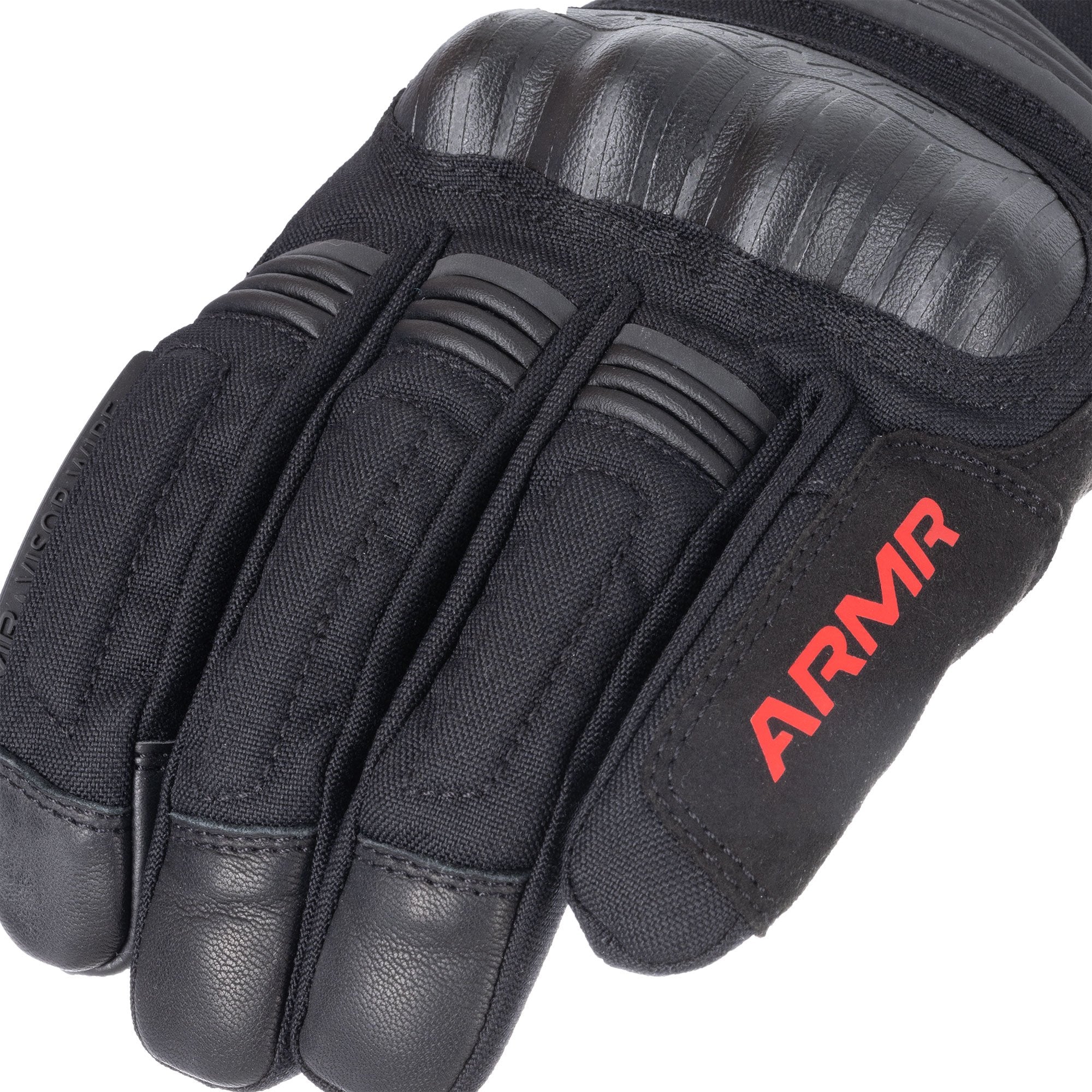 ARMR Kumaji 3.0 WP Men's Motorbike Glove Black/Red closeup pic