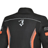 Bela Bradley Textile Motorcycle Jacket Black Orange - back side detail pic collar