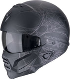 SCORPION EXO-Combat II Spiderweb Open Face Jet Helmet Matte Black Silver