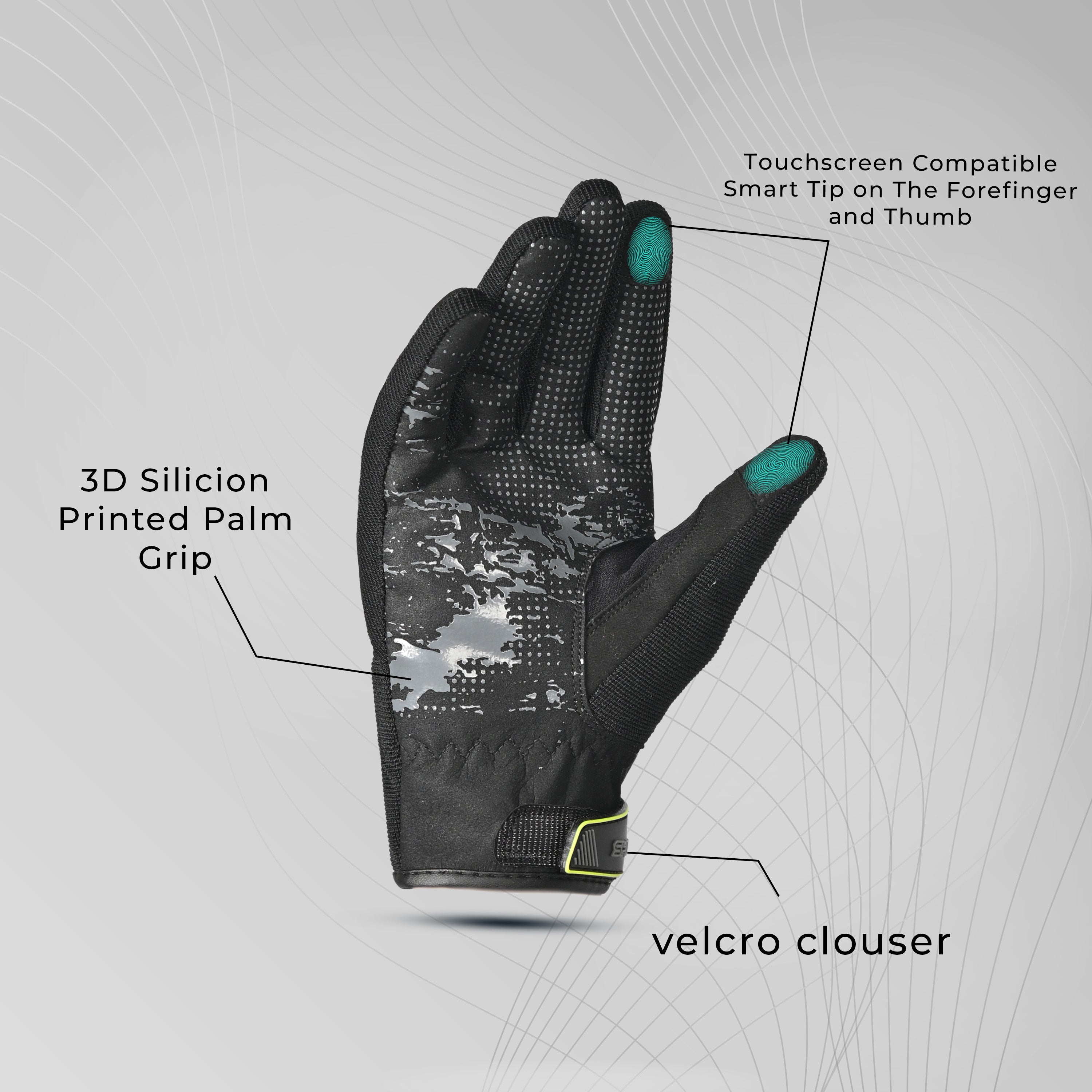 SHUA - ProTech Textile Glove - Black Flouro Yellow
