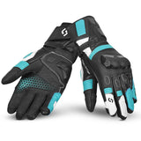 SHUA RANGER PRO MOTORCYCLE GLOVES BLACK WHITE TURQUISE