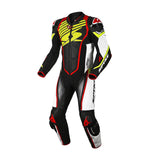 SPYKE ARAGON RACE 1PC MOTORCYCLE LEATHER SUITS BLACK WHITE RED YELLOW FLUO