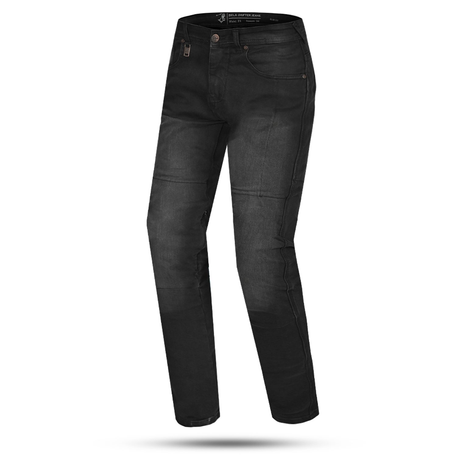 BELA DRIFTER MEN MOTORCYCLE DENIM JEANS 32L BLACK SPRAY