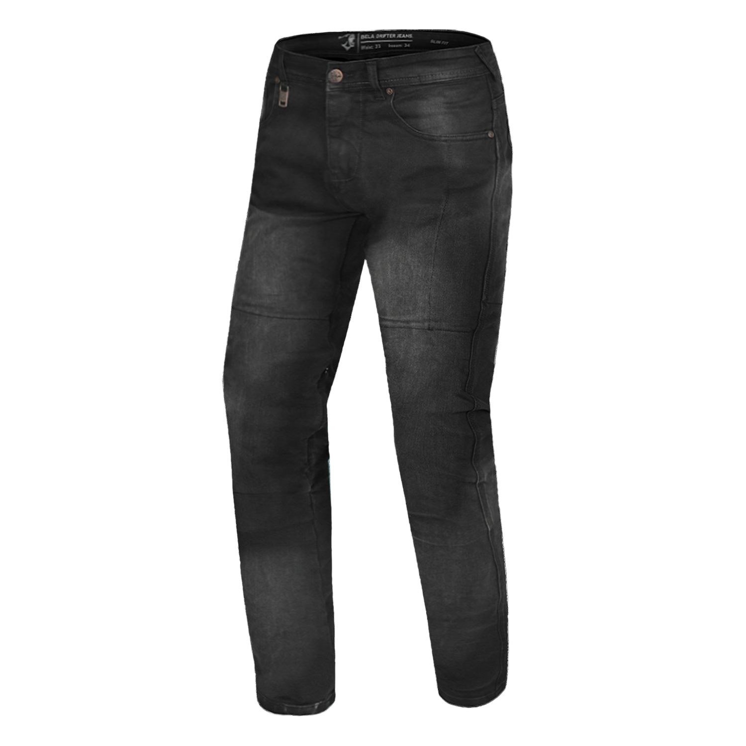 BELA DRIFTER MOTORCYCLE DENIM JEANS 34L BLACK TIE & DYE
