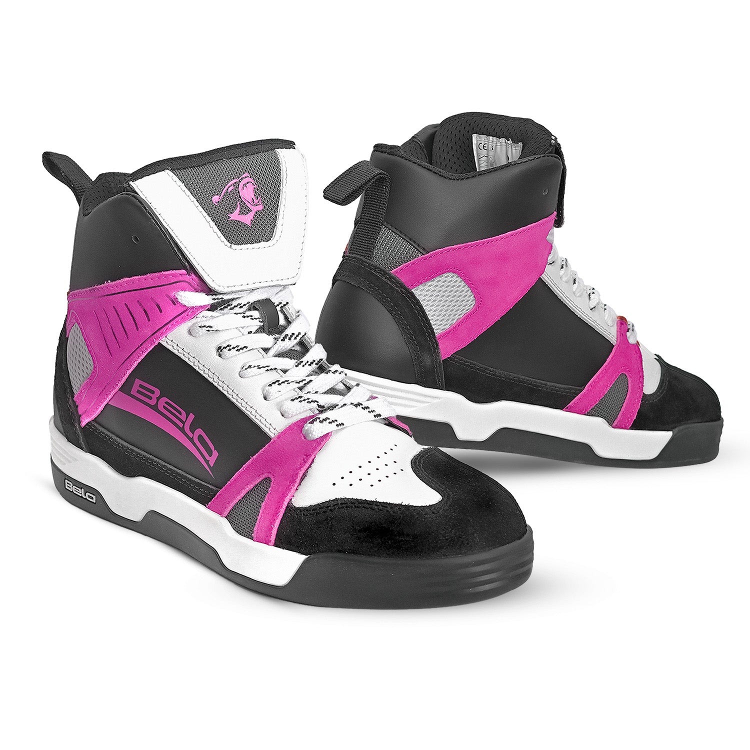 BELA Rover Lady Urban Motorcycle Boots Black White Fuchsia