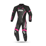 SHUA INFINITY LADY 1PC MOTORCYCLE LEATHER SUITS BLACK WHITE PINK