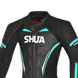 SHUA INFINITY LADY 1PC MOTORCYCLE LEATHER SUITS BLACK WHITE TURQUISE