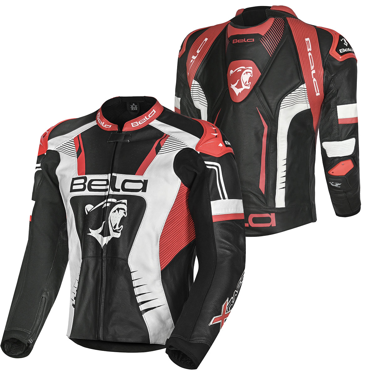 BELA X Race Motorcycle Leather Jackets Black White Red
