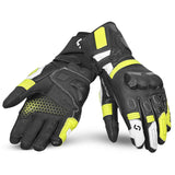 SHUA RANGER PRO MOTORCYCLE GLOVES BLACK WHITE YELLOW FLURO