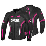 SHUA INFINITY WOMEN MOTORCYCLE LEATHER JACKET BLACK FUCHSIA