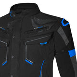 R-Tech Knight Rider Touring Motorcycle Long Jacket Black Antharacite Blue