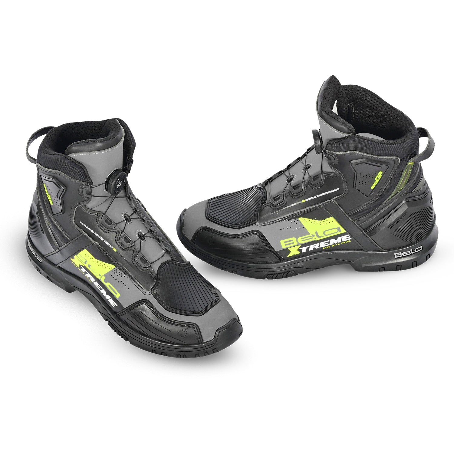 BELA EXTREME FORCE URBAN MOTORCYCLE BOOTS BLACK GREY YELLOW