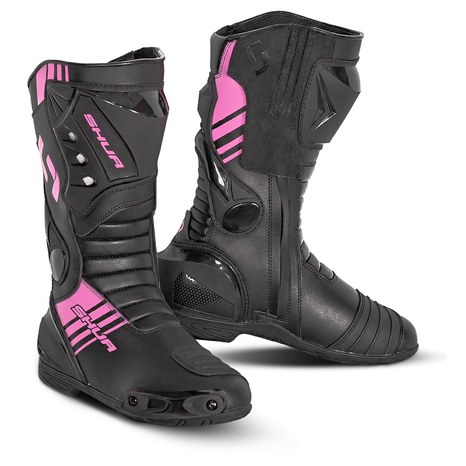 SHUA Super Tech Lady Motorcycle Racing Leather Boots Black Pink