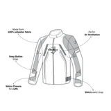 BELA Cordaniel Textile Motorcycle Jacket Men Black/Dark Gray/ Yellow Flouro