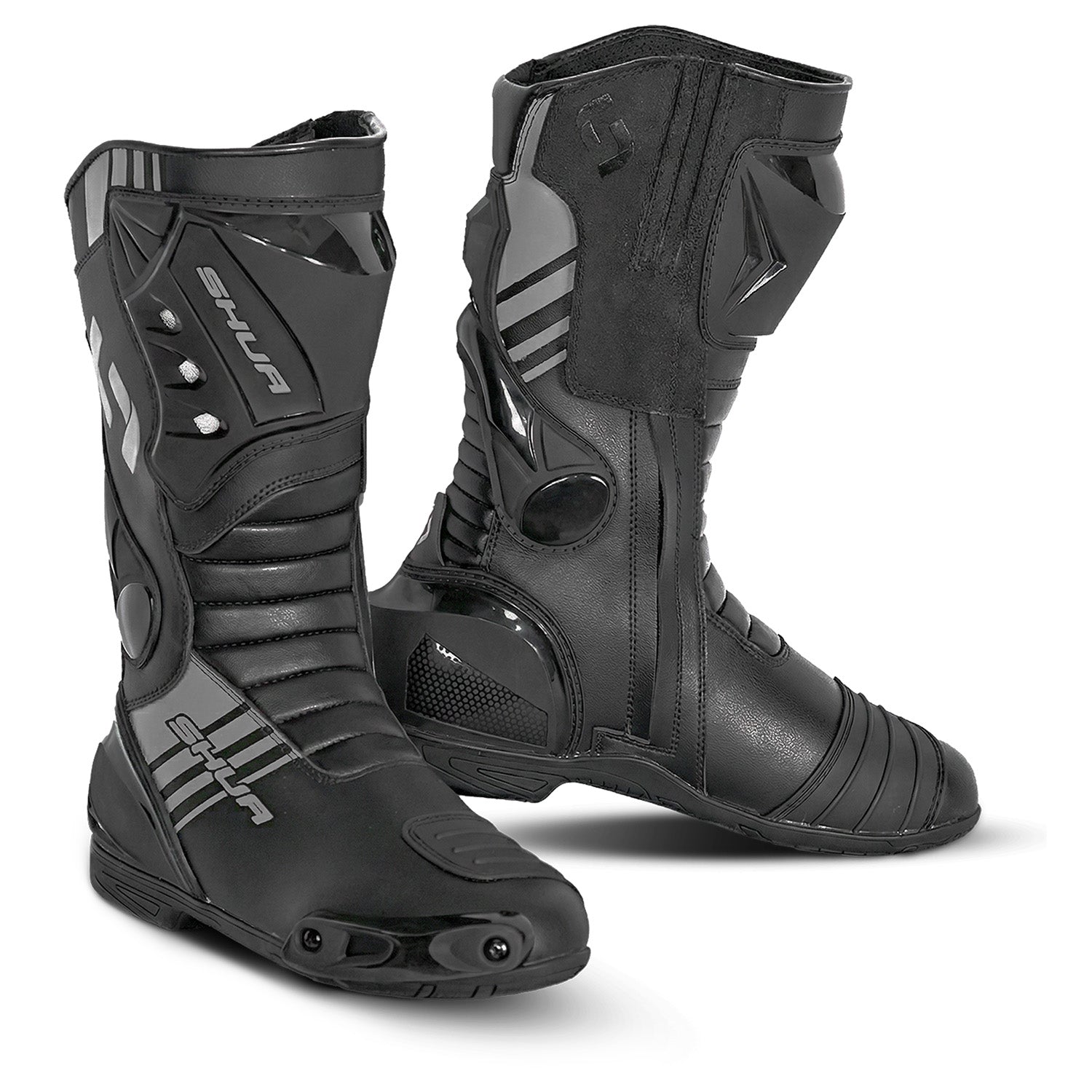 SHUA Super Tech Motorcycle Racing Leather Boots Black
