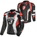 BELA X-Race Motorcycle Racing Leather Jacket Black/White/Red