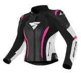 SHIMA MIURA 2.0 LADY MOTORCYCLE LEATHER JACKET BLACK WHITE FUSCHIA