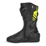SHUA Super Tech Racing Motorcycle Leather Boots Black Fluor Yellow