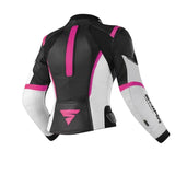 SHIMA MIURA 2.0 LADY MOTORCYCLE LEATHER JACKET BLACK WHITE FUSCHIA