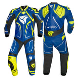 R-TECH Rising Star 1 PC Motorcycle Leather Suits Blue Yellow Fluro