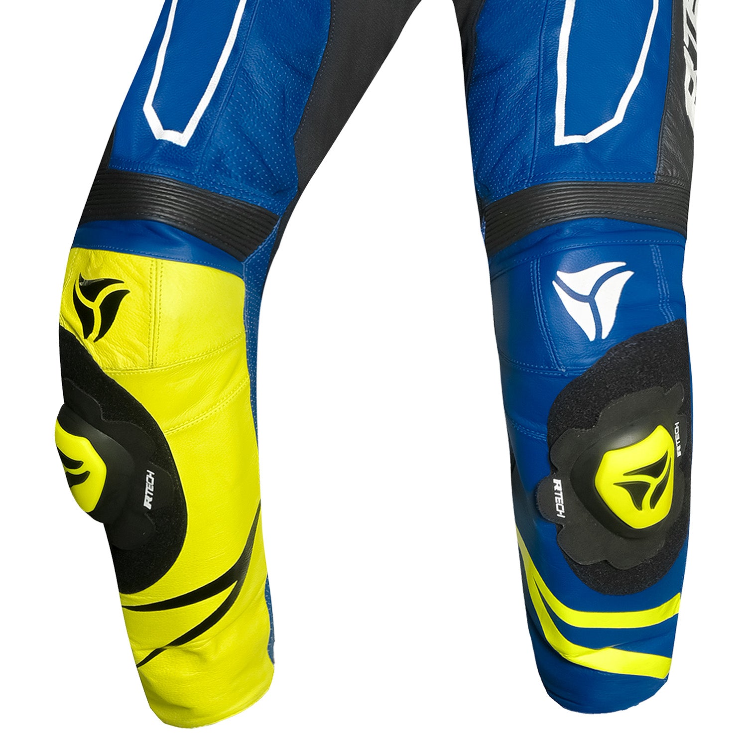 R-TECH Rising Star 1 PC Motorcycle Leather Suits Blue Yellow Fluro