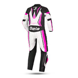 Bela Rocket 1PC Kids Motorcycle Leathers Suits White/Pink