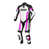 Bela Rocket 1PC Kids Motorcycle Leathers Suits White/Pink