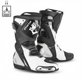 BELA RACE PRO MOTORCYCLE RACING LEATHER BOOTS BLACK WHITE