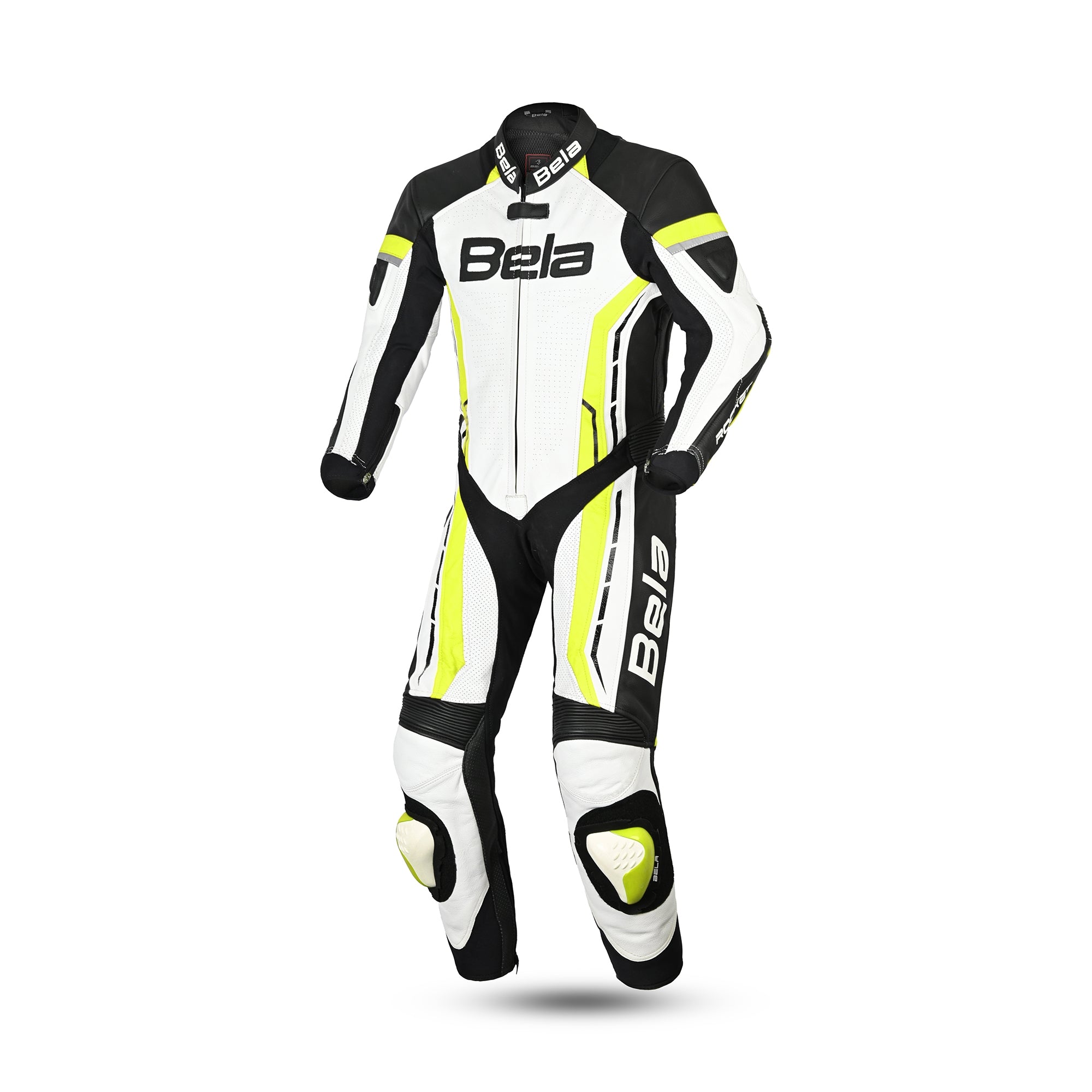 BELA Rocket Kids 1 PC Motorcycle Suit White Fluor Yellow