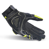 BELA Armour Pro Short Motorcycle Leather Gloves Black Yellow Fluro