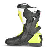 BELA Turbo Track Racing Motorcycle Boots Black White Yellow Flou