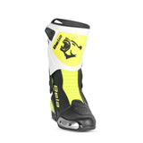 BELA Turbo Track Racing Motorcycle Boots Black White Yellow Flou