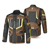 BELA WATSON Motorbike Textile Jacket Black/Khaki/Yellow/White