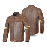 BELA Royal Rider Leather Motorcycle Jacket Vintage Brown Beige