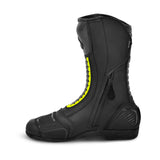 BELA STRIP MOTORCYCLE RACING LEATHER BOOTS BLACK YELLOW FLURO