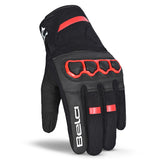 BELA Tracker Motorbike Gloves UK Black Red