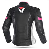 R-TECH Tom Rider Lady Leather Jacket Black/White/Fuschia