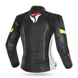 R-TECH Tom Rider Motorcycle Lady Leather Jacket Black/Flour Yellow