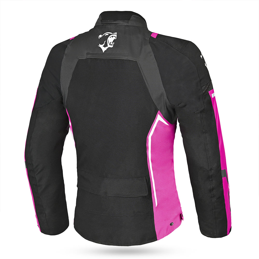 BELA Elanur Lady Motorcycle Textile Touring Jacket Black Grey Pink