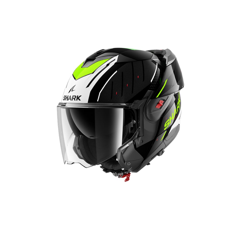 SHARK OXO RYDGER ABATIBLE MODULAR CASCO NEGRO BLANCO AMARILLO
