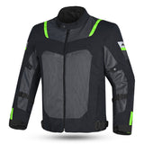 R-TECH SPIRAL MESH MOTORCYCLE JACKET BLACK GRAY FLUORO GREEN