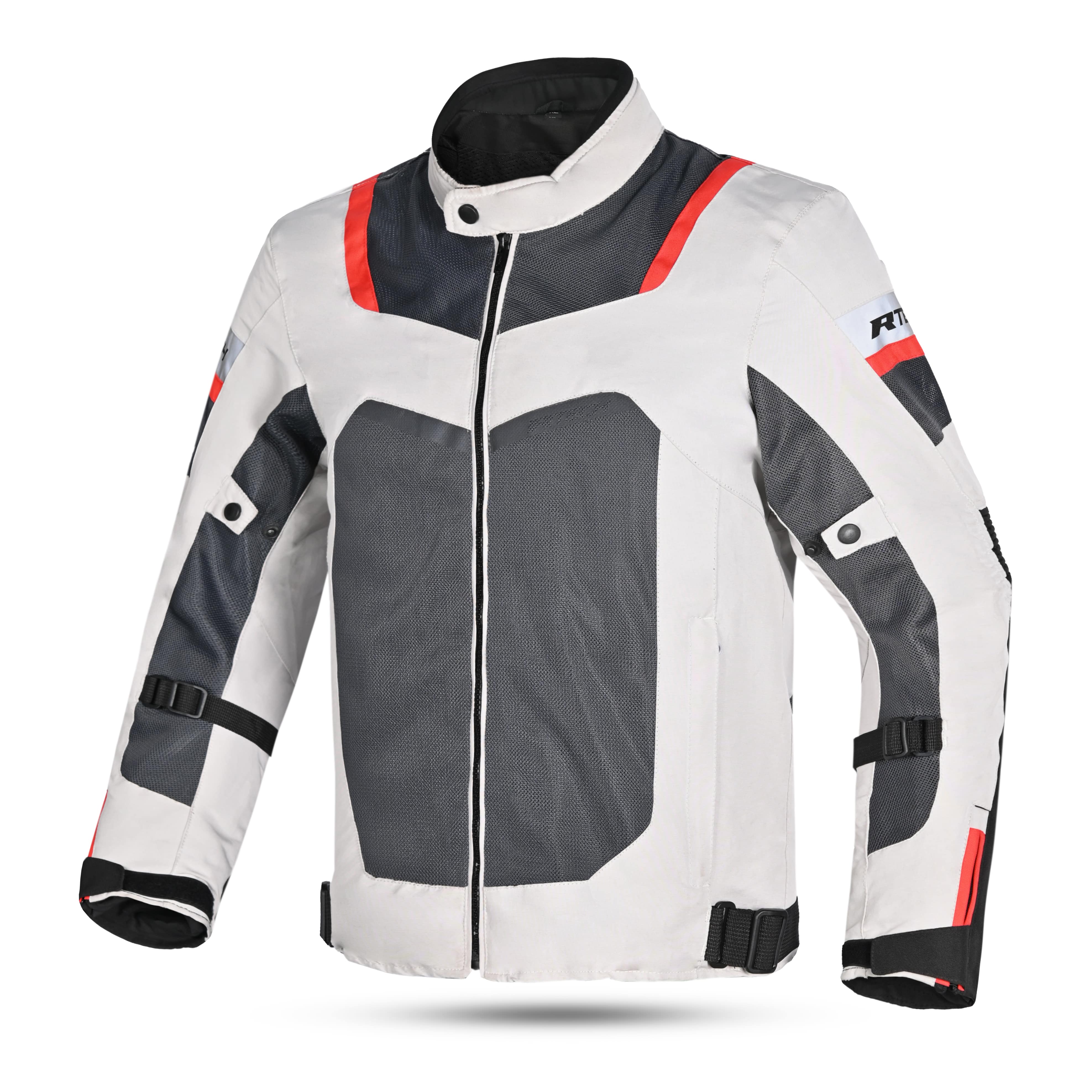 R-TECH SPIRAL MESH MOTORCYCLE JACKET BLACK/WHITE/GREY/RED