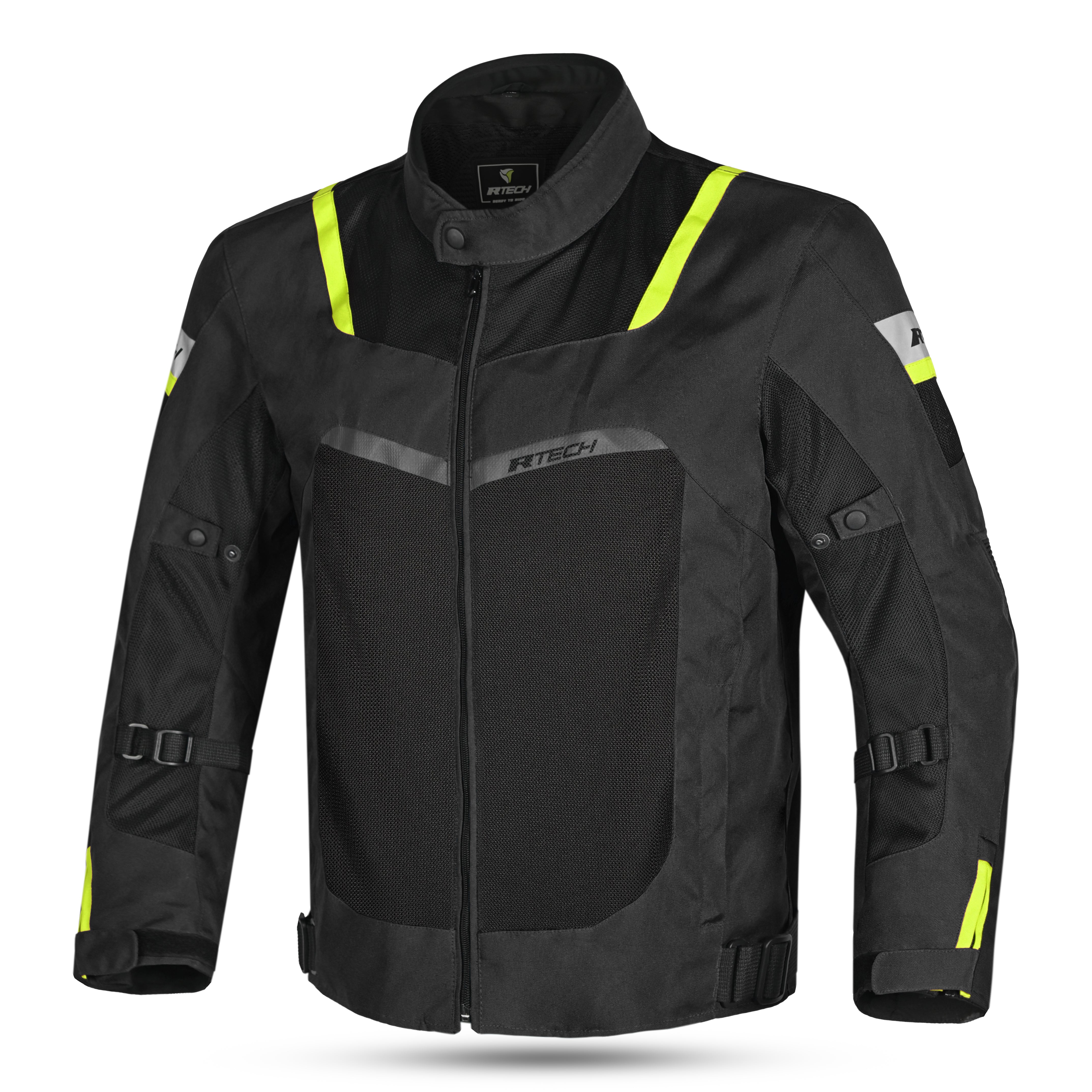 R-TECH SPIRAL MESH Summer Motorcycle Textile Jacket Black Yellow