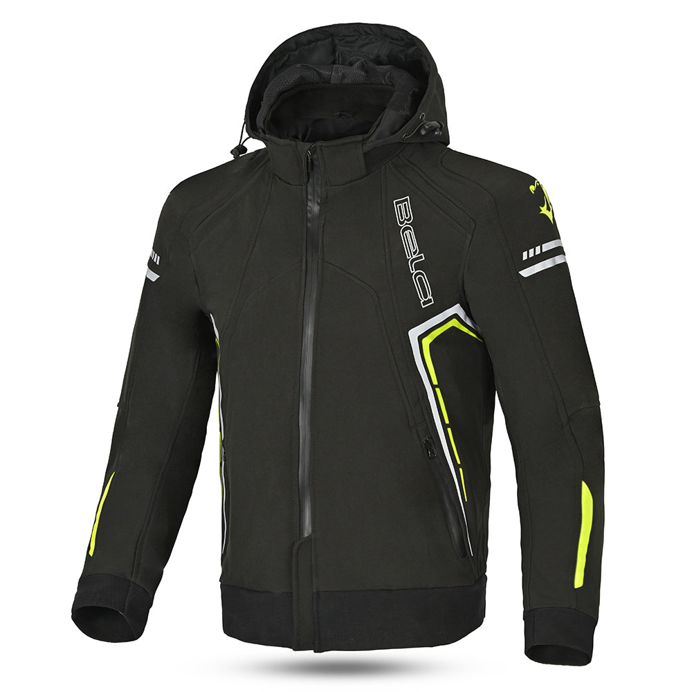 BELA Breeze Softshell Motorbike Riding Hoodie Black Yellow images