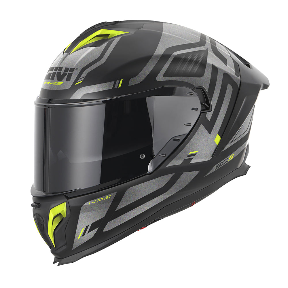 GIVI 50.3 QUASAR Full Face Motorcycle Helmet Black Titanium Yellow