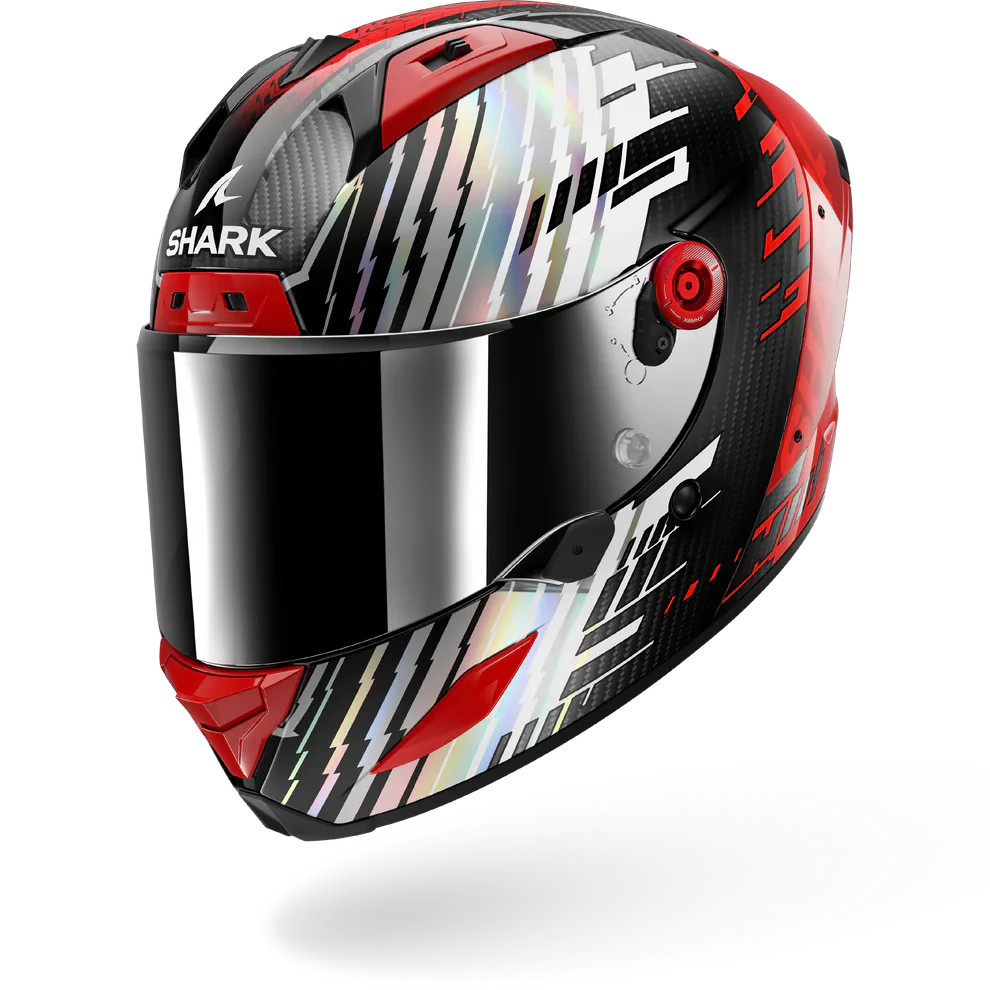 SHARK Aeron Edgy Carbon Motorcycle Helmet Chrome Red